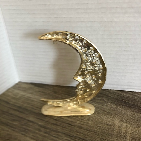 Vtg Metal Crescent Moon Earring Stand - Picture 2 of 10
